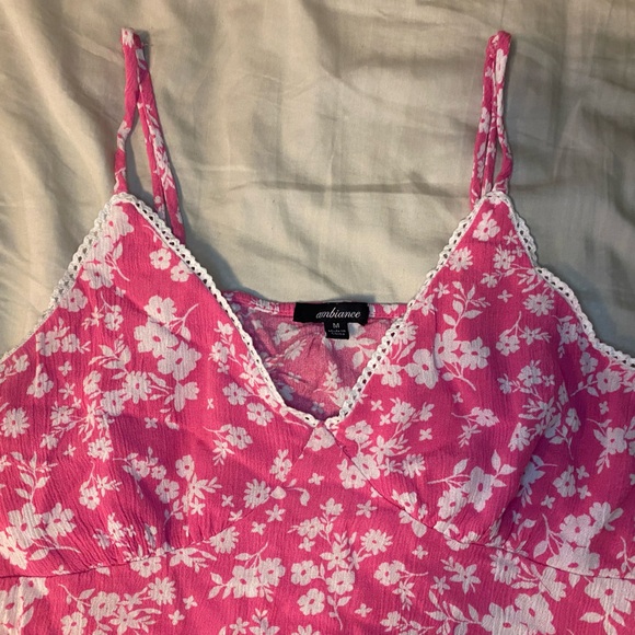 3 for $20 Medium Pink Floral Ambiance Tank Top - Picture 2 of 5